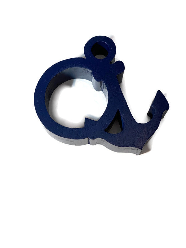 Nautical Anchor Wood Napkin Rings Holders Set of 4