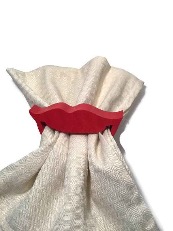 Red Napkin Holder Rings Fun Open Smile Mouth Design Set of 6