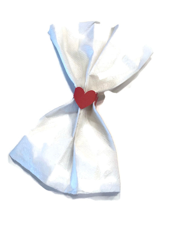 Red Heart Paper Napkin Rings for Valentines Day Romantic Dinners Bridal Shower