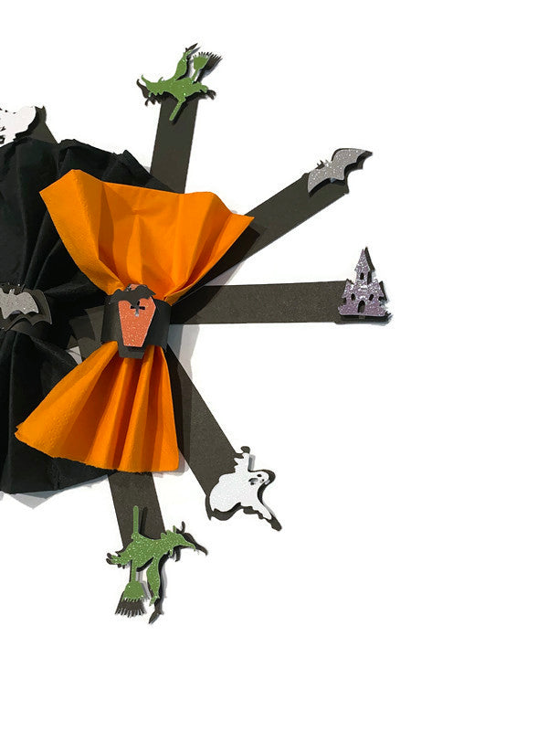 Halloween Napkin rings Set of 10 Made with Heavy Duty Cardstock Paper with Sparkly Spooky Designs