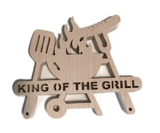 King of The Grill Kitchen Trivet  Hot Pad 8" x 6" Solid Maple