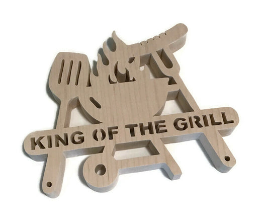 King of The Grill Kitchen Trivet Hot Pad 8" x 6" Solid Maple