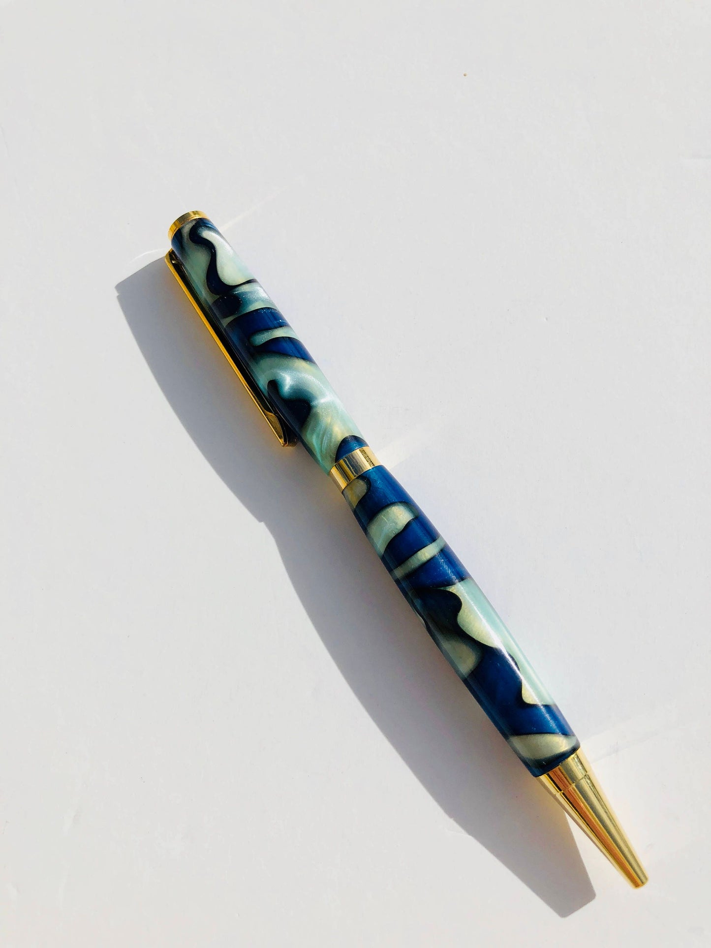 Specialty Twist Pen Black Ink Medium Point Refillable Blue Grey Acrylic