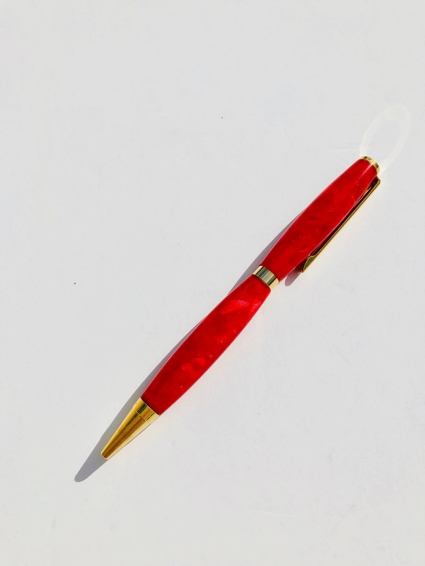 Pen Black Ink Medium Point Refillable Red Acrylic with Gold Accents