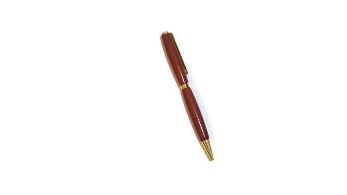 Black Ink Refillable Twist Pen in Padauk Wood and Goldtone Accents