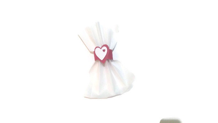 Napkin Rings Heart Shaped Party Decor Red Set of 10