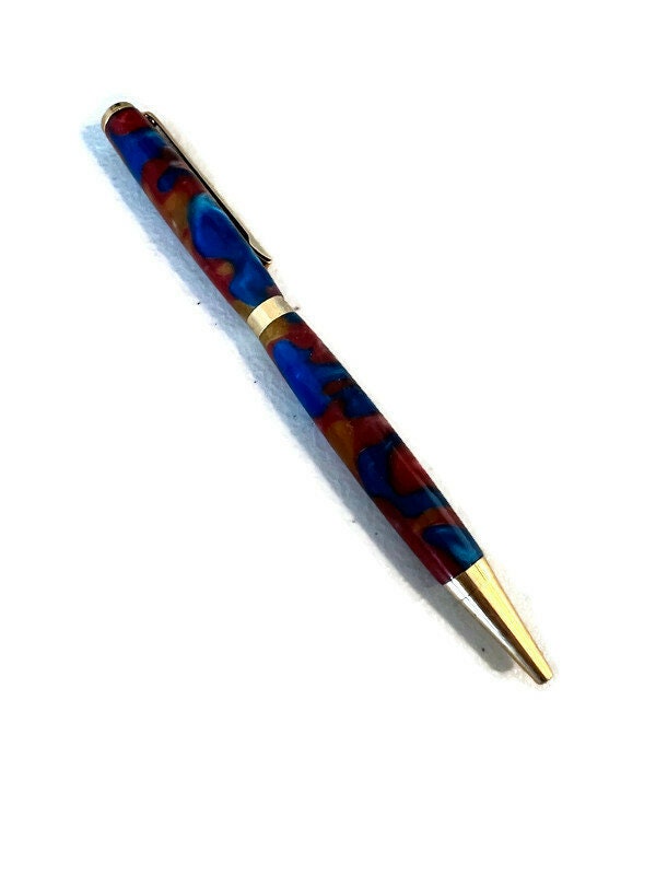 Red and Blue Acrylic Black Ink Pen