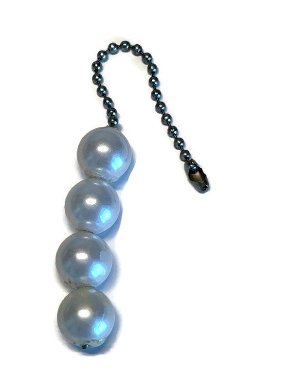 White Bead Ceiling Light/Fan Pull Chain with Brass tone Chain