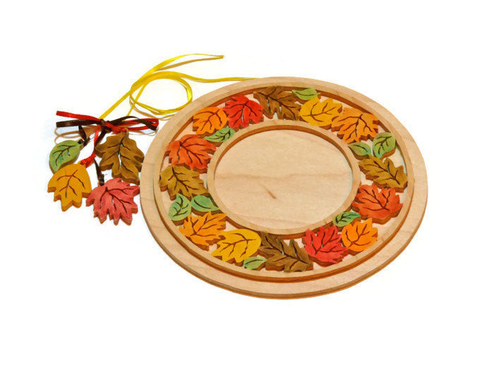 Handmade Fall Red, Orange, Yellow, Green Leaves Jar Candle Holder