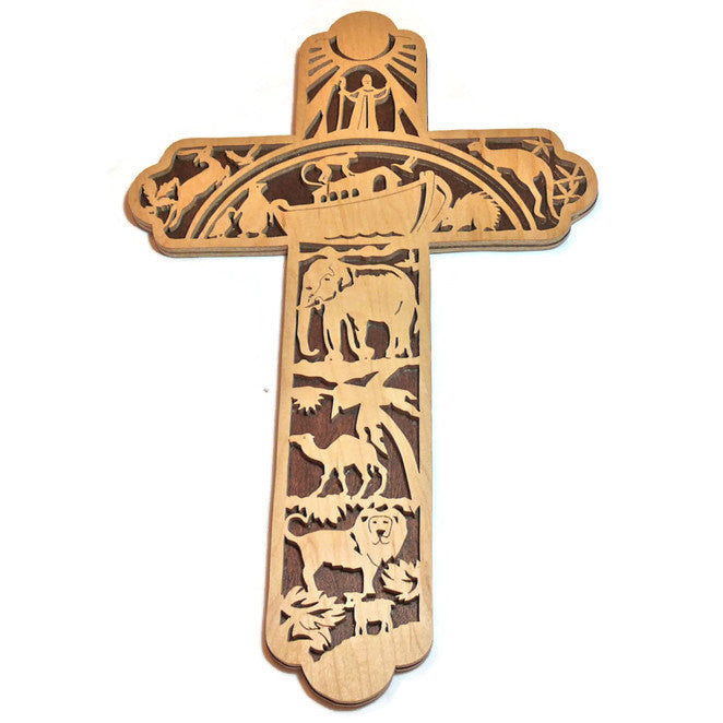 Noah's Ark Wood Fretwork Cross