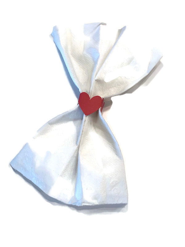 Red Heart Paper Napkin Rings for Valentines Day Romantic Dinners Bridal Shower