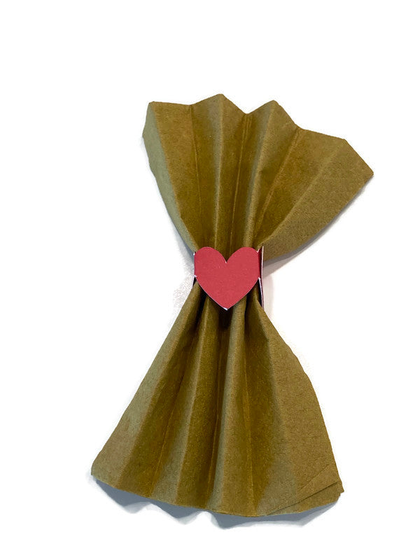 Red Heart Paper Napkin Rings for Valentines Day Romantic Dinners Bridal Shower