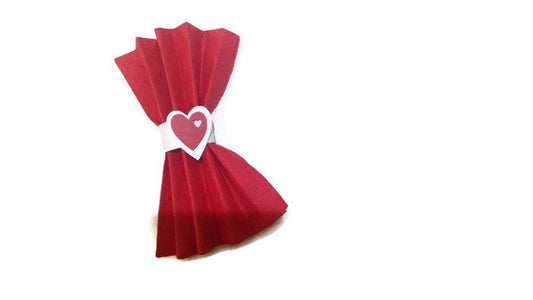 Napkin Rings Party Decor White with Red Hearts Set of 10