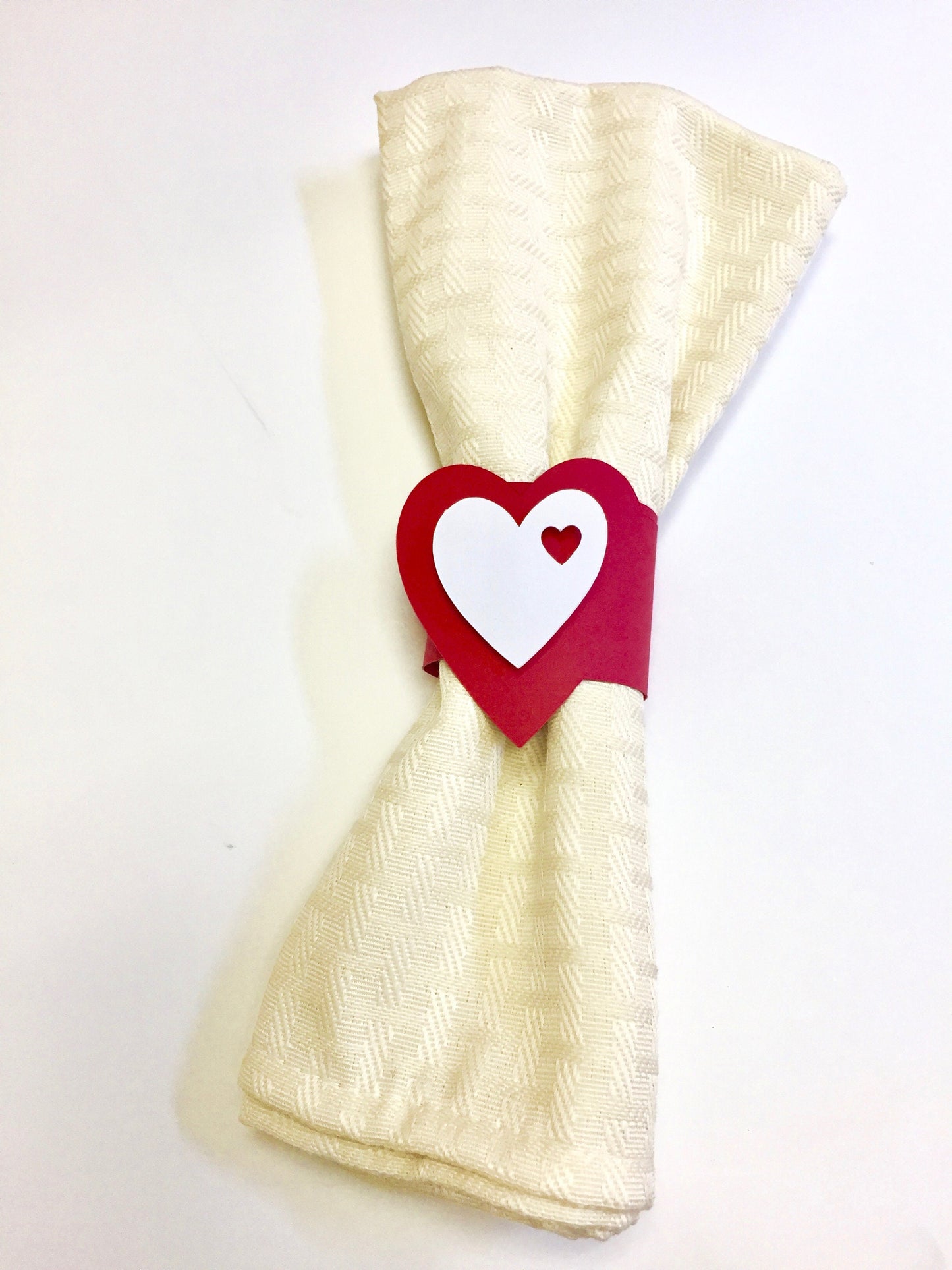 Large Heart Party Decor Napkin Rings  Red Set of 6