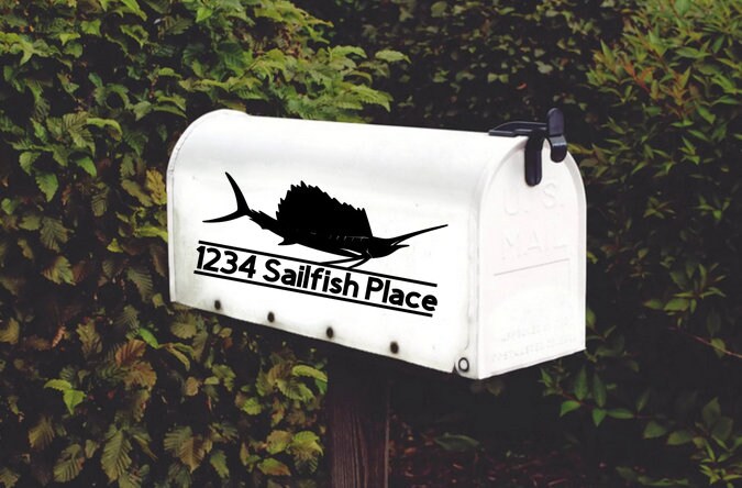 Sailfish Personalized Mailbox Decal Set of 2