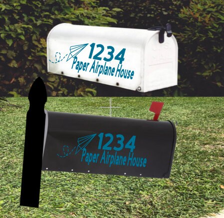 Paper Airplane Mailbox Decal Set of 2
