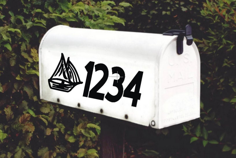 Sailboat House Numbers Mailbox Decal Door Decor Set of 2