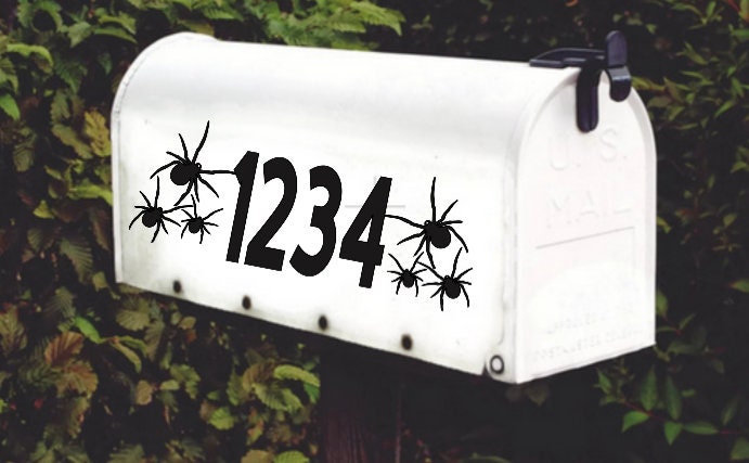 Spider House Numbers Mailbox Decal Door Decor Set of 2