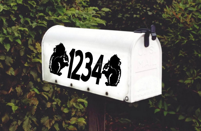 Squirrel House Numbers Mailbox Decal Door Decor Set of 2