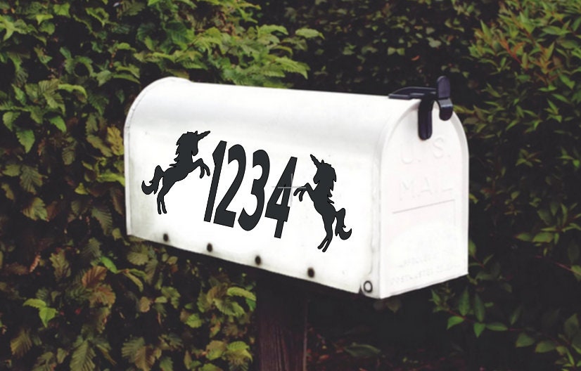 Unicorn House Numbers Mailbox Decal Door Decor Set of 2