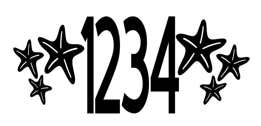 Starfish House Numbers Mailbox Decal Door Decor Set of 2