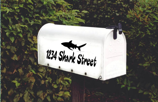 Shark Fish Nautical Personalized Mailbox Decal Set of 2