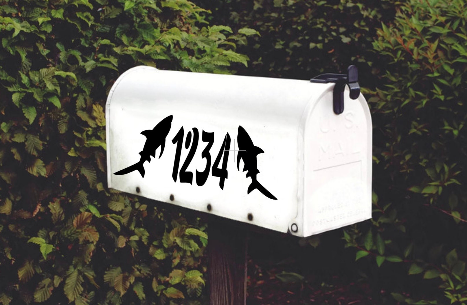 Shark Fish House Numbers Nautical Personalized Mailbox Decal Set of 2