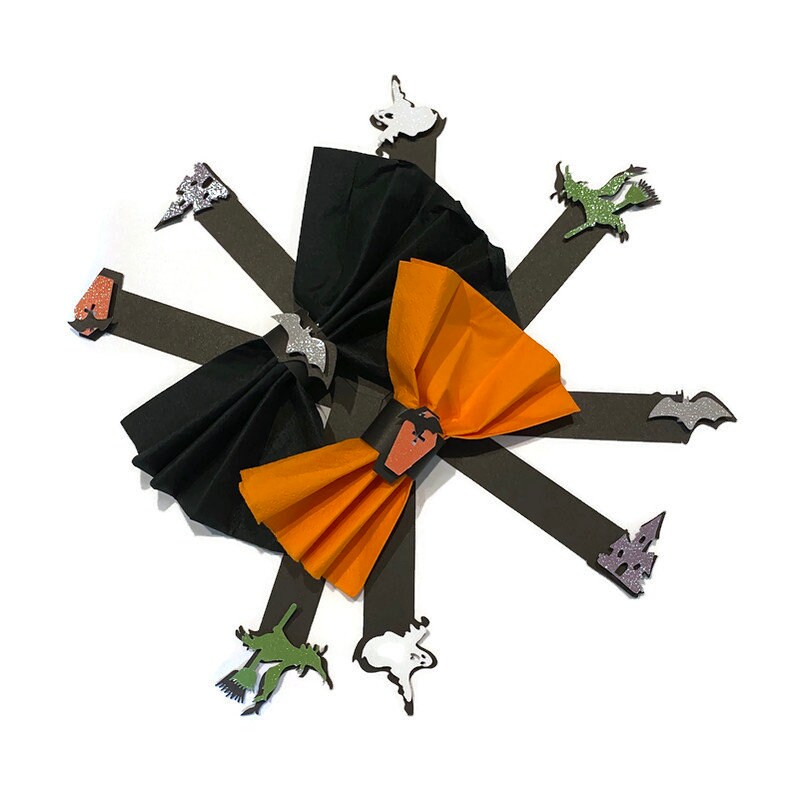 Halloween Napkin Rings Set of 10 Made with Heavy Duty Cardstock in a Variety of Spooky Designs