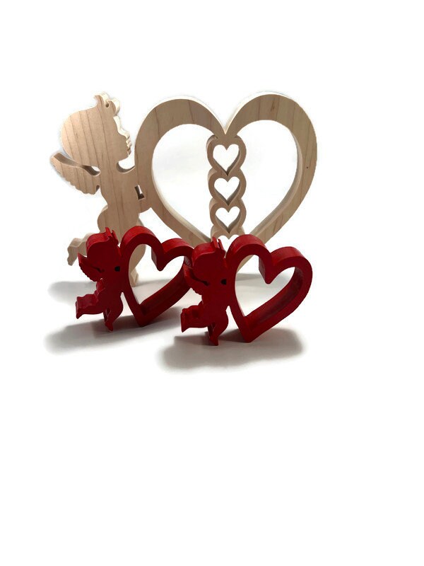 Valentine's Day Trivet plus 2 Napkin Rings for Dinner at Home Cupid and Hearts