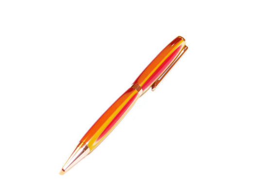 Red Orange and Yellow Acrylic Black Ink Pen